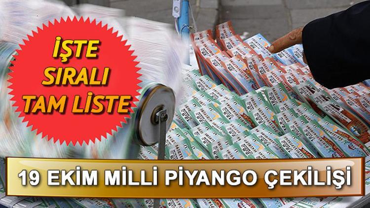 19 Ekim Milli Piyango çekiliÅŸ sonucu sorgulama... MPİ sonuçları ve sıralı tam liste