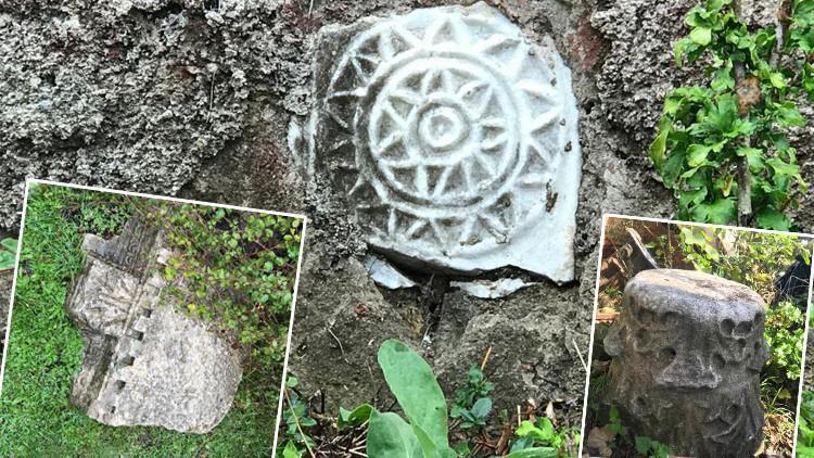 Tarihi eserleri bahçelerine süs olarak koymuşlar