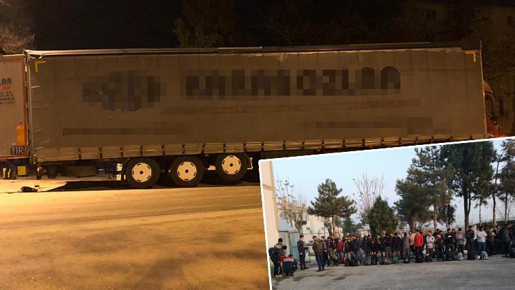 TIR'ın dorsesinde 117 kaçak göçmen yakalandı