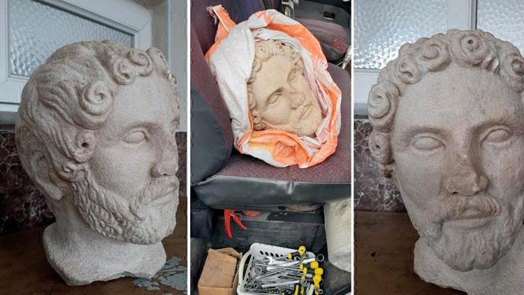 Tekirdağ'da tarihi heykel başı ele geçirildi