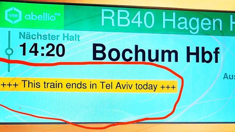 Almanya’daki tren istasyonunda ‘Tel Aviv’ krizi
