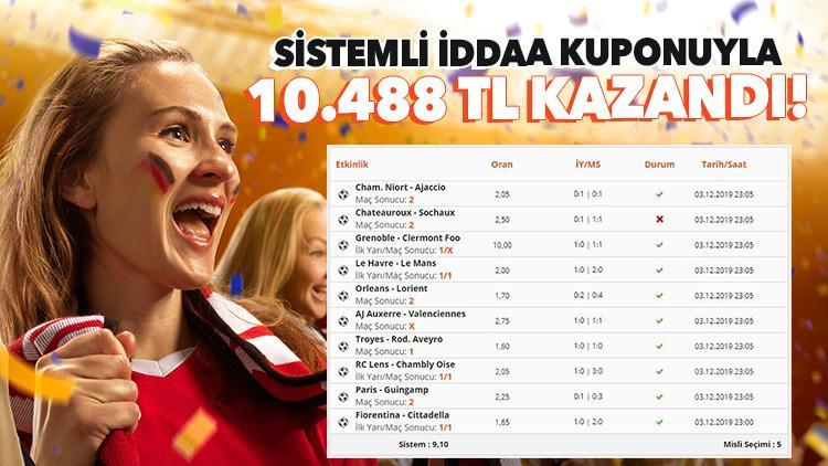Sistemli iddaa kuponu yaptı, 10 bin 488 lira kazandı!