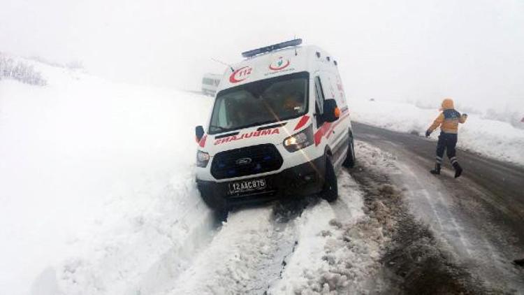 Bingöl'de hasta almaya giden ambulans kara saplandı