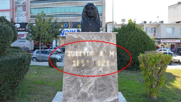 Adana'da Zübeyde Hanım'ın büstüne çirkin saldırı