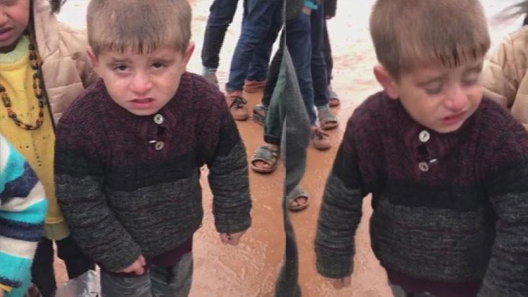 İdlib'te üşürken çekilen görüntüleri yürek burkan çocuğa yardım eli