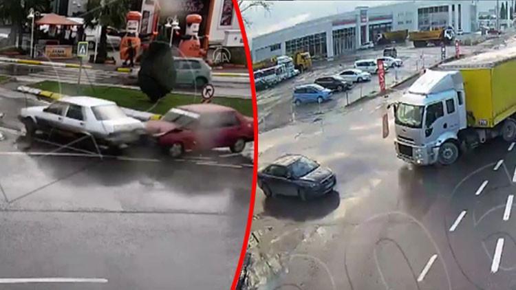 Korkutan kazalar! MOBESE kameralarına böyle yansıdı