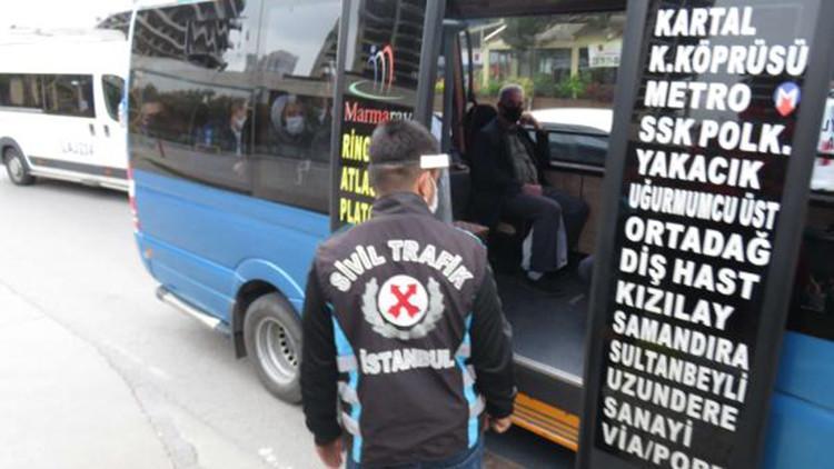 Kartal'da fazla yolcu taşıyan minibüsler cezadan kaçamadı