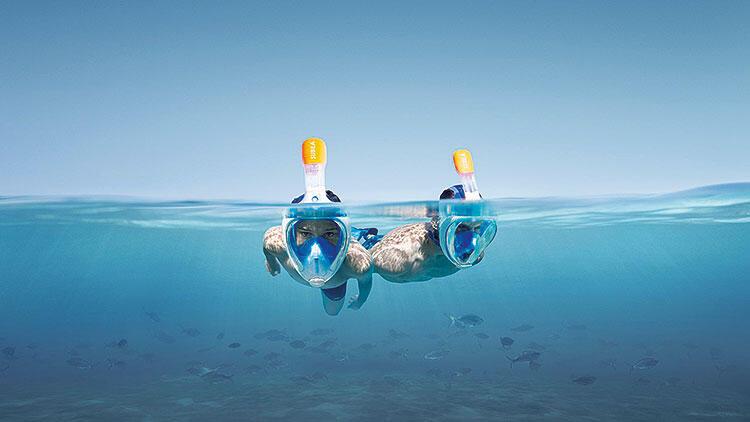 Bu da deniz maskesi: Ağız, burun ve gözleri kapatan dalış şnorkeli