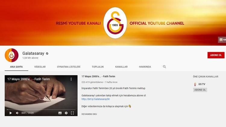 Galatasaray YouTube kanalı Avrupa'da ilk 10'da