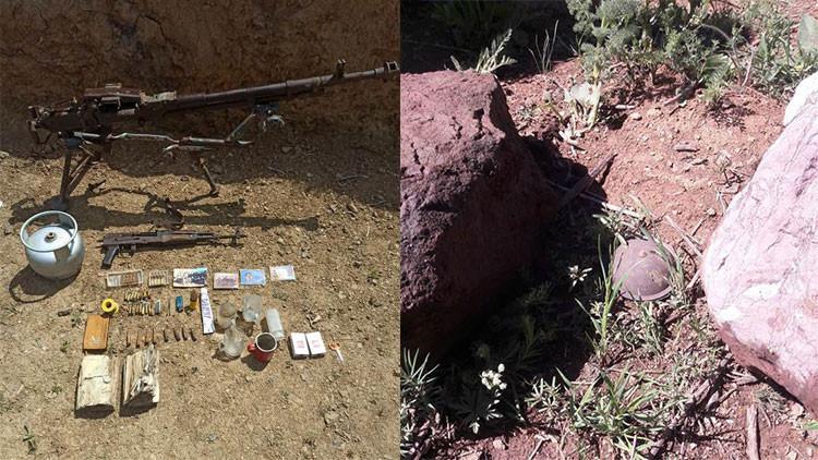 Hakkari'de PKK'lı teröristlere ait silah ve mühimmat ele geçirildi