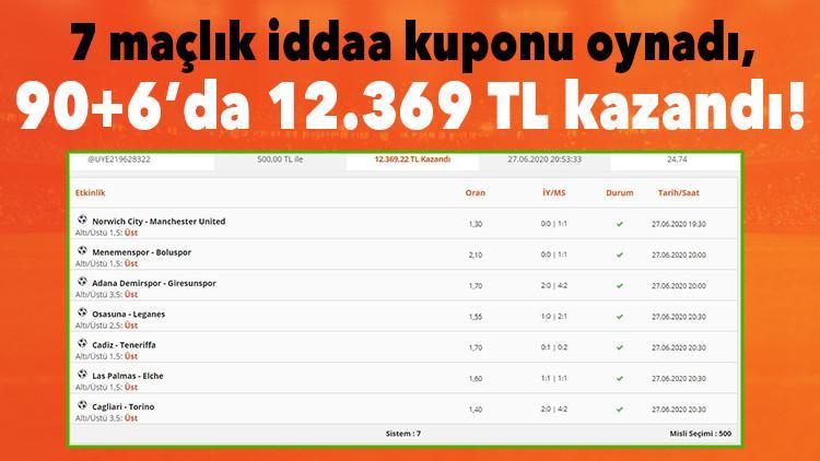 7 maçlık iddaa kuponu oynadı, 90+6’da 12.369 TL kazandı!
