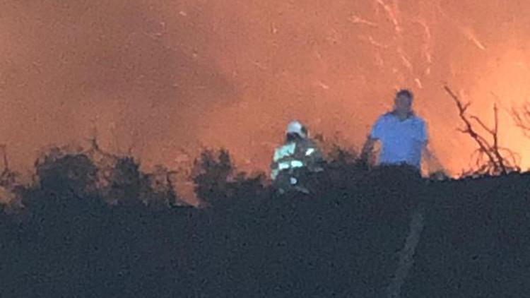 Maden Adası'nda çıkan yangını, balıkçı teknesiyle bölgeye giden itfaiyeciler söndürdü
