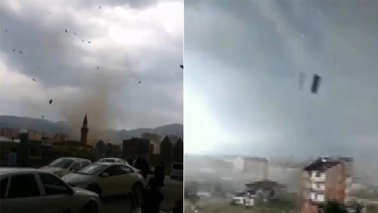 Erzurum’da korkutan hortum