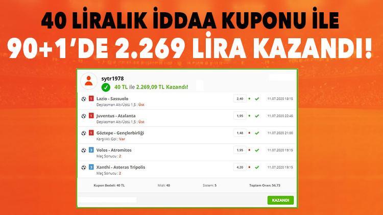 40 liralık iddaa kuponu yaptı, 90+1'de 2.269 TL kazandı!