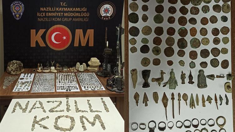 Aydın'da kaçakçılık operasyonu! Çok sayıda tarihi eser ve sikke ele geçirildi