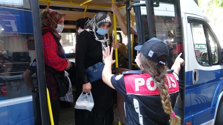 Bursa'da, dolmuşlara 'koronavirüs' denetimi