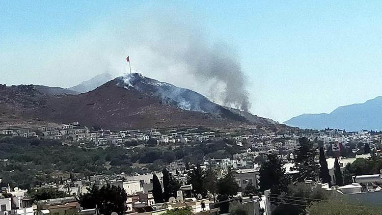 Bodrum'da yerleşim yerleri yakınında yangın