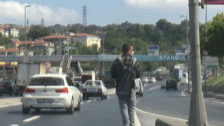 D-100'de elektrikli scooter'lı gencin tehlikeli yolculuğu!