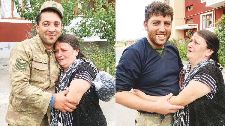 Eve dönüşte sürpriz: Cephedeki ‘bala’larıyla kucaklaştı