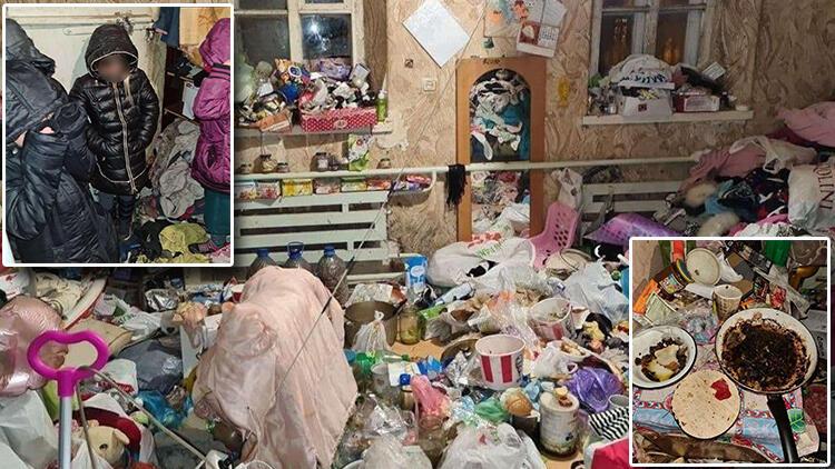 Ukraynada çöp yığınıyla dolu kabus evi görenleri dehşete düşürdü