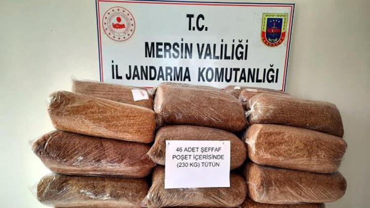 Mersin'de, 230 kilo kaçak tütün ele geçirildi