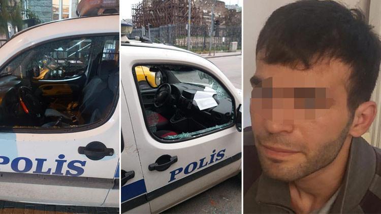 Akılalmaz olay! Tutuklanmak için polis otolarına saldırdı...