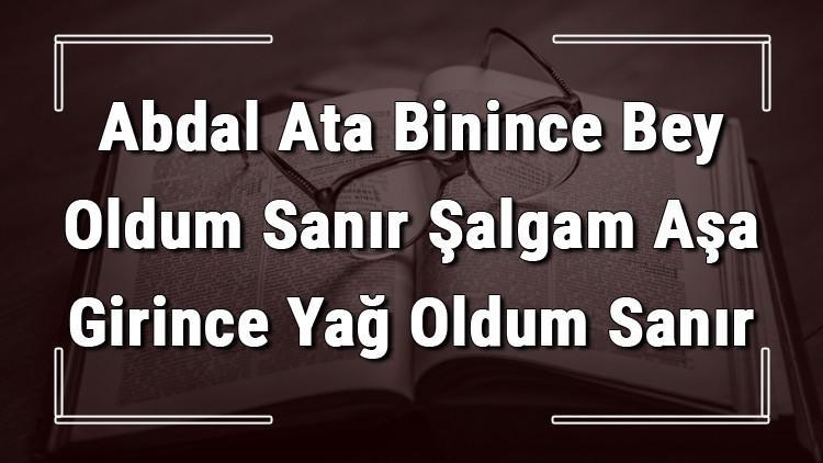 Abdal Ata Binince Bey Oldum Sanır Şalgam Aşa Girince Yağ Oldum Sanır atasözünün anlamı ve örnek cümle içinde kullanımı (TDK)