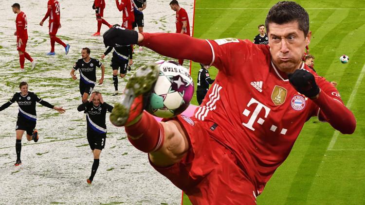 Bayern Münih - Arminia Bielefeld maçında karlı zemin, iki farklı görüntü