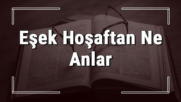 Eşek Hoşaftan Ne Anlar atasözünün anlamı ve örnek cümle içinde kullanımı (TDK)