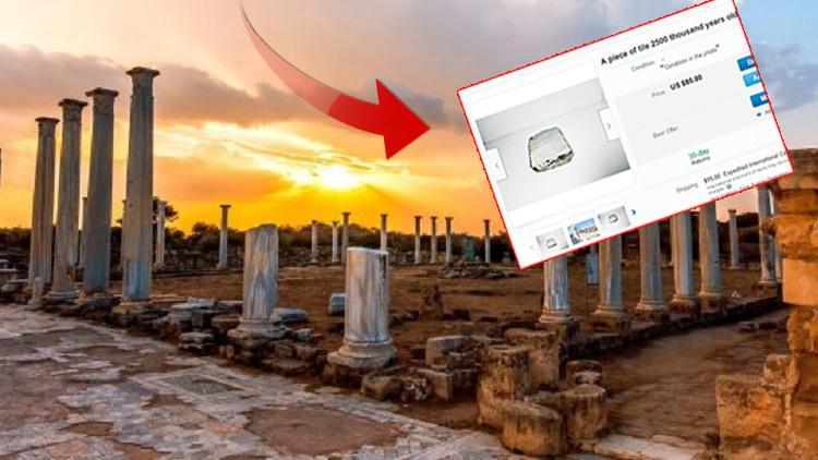 KKTC'deki Salamis harabelerine ait mermerler Rum Kesimi'nde online üzerinden satışa çıkarıldı