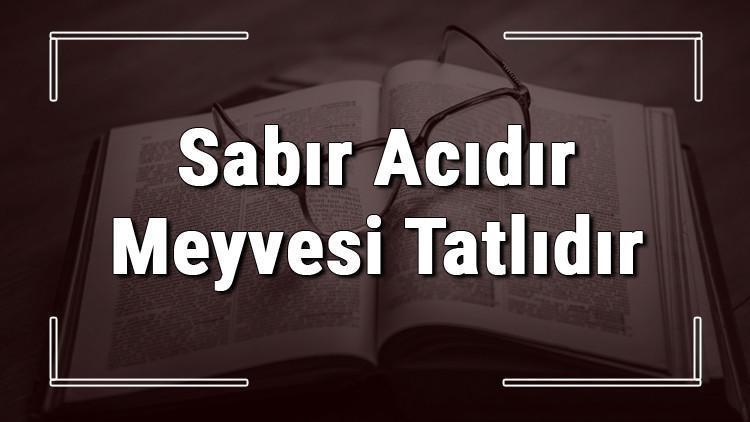 Sabır Acıdır Meyvesi Tatlıdır atasözünün anlamı ve örnek cümle içinde kullanımı (TDK)