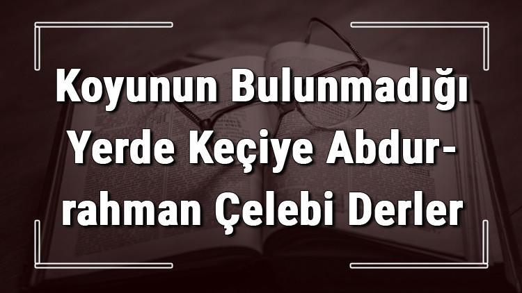 Koyunun Bulunmadığı Yerde Keçiye Abdurrahman Çelebi Derler atasözünün anlamı ve örnek cümle içinde kullanımı (TDK)