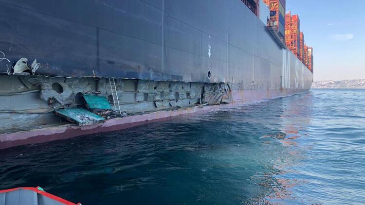 Ambarlı Limanı'nda iskeleye dev konteyner gemisi çarptı