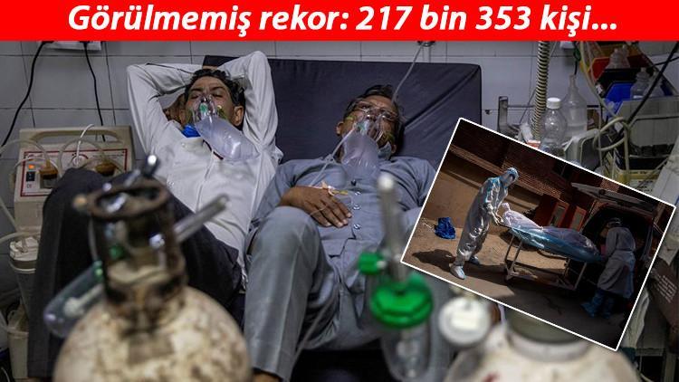 Son dakika haberler... Bir yatakta iki hasta! Hindistan'da günlük vaka sayısı 217 bini aÅŸtı