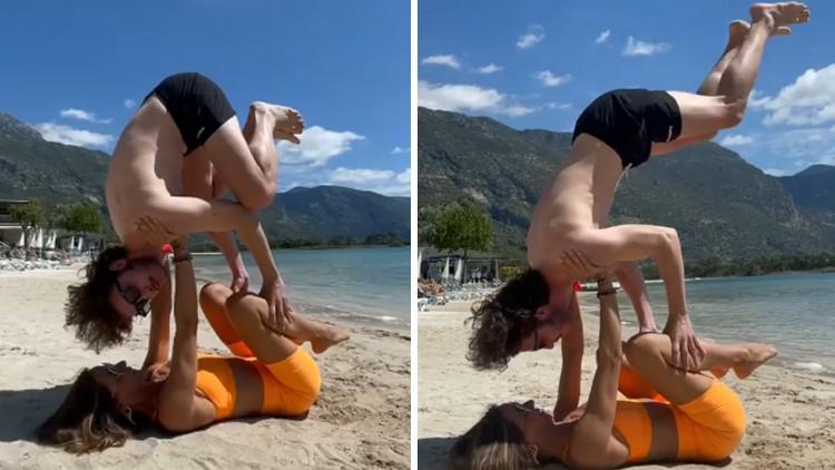 Zeynep Tokuş ile Boran Kuzum'dan 'acro yoga' denemesi