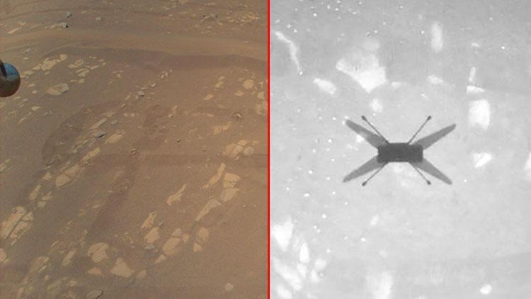 NASA'nın Mars'a indirdiği mini helikopter Ingenuity ilk fotoğraflarını gönderdi