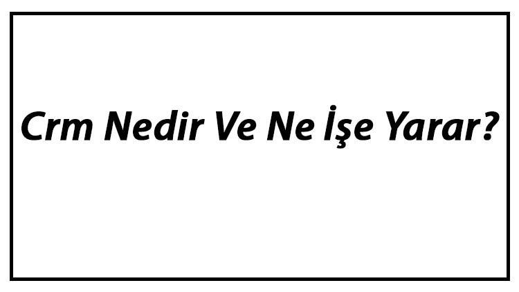 Crm Nedir Ve Ne İşe Yarar? Crm Programı Kullanımı Hakkında Bilgi
