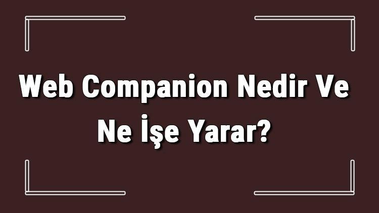 Web Companion Nedir Ve Ne İşe Yarar? Web Companion Nasıl Kaldırılır