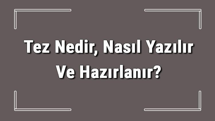 tez nedir nasil yazilir ve hazirlanir tez ornekleri ve yazim kurallari hakkinda bilgi