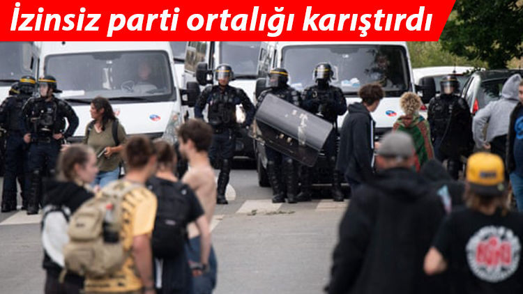 Fransa'da 1500 kişilik yasa dışı partiyi polis bastı, çatışmalarda bir kişi elini kaybetti