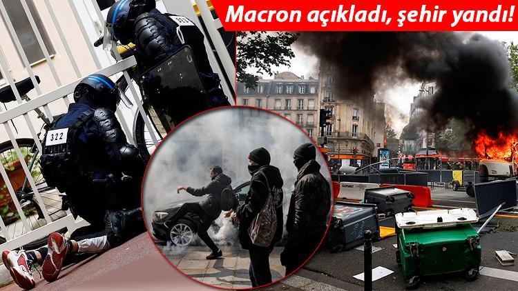 Fransa'da inanılmaz görüntüler... Macron kararları kaos yarattı, sokaklar yangın yerine döndü!