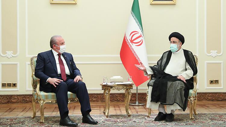 TBMM Başkanı Mustafa Şentop, İran Cumhurbaşkanı Reisi ile bir araya geldi