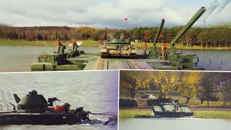 TSKdan nefes kesen gösteri: Askeri araçlar göletten yüzerek geçti