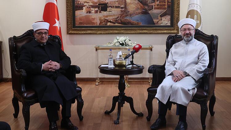 Diyanet İşleri Başkanı Erbaş, Filistin Vakıflar ve Din İşleri Bakanı Al-Bakri ile görüştü
