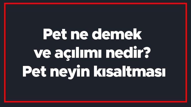 Pet Ne Demek Ve A l m Nedir Pet Neyin K saltmas 