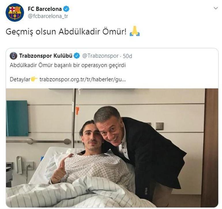 Barcelona'dan Abdülkadir Ömür'e geçmiş olsun mesajı