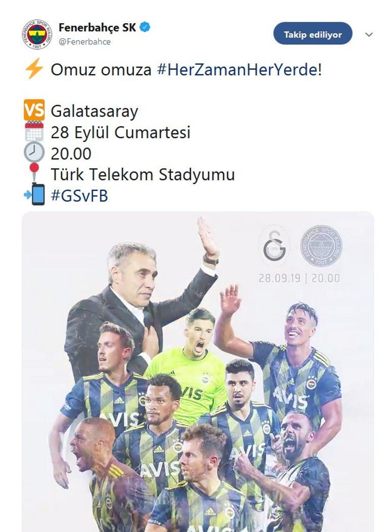 Fenerbahçe'den Galatasaray derbisi paylaşımı