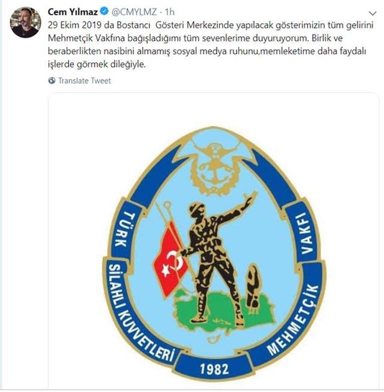 Cem Yılmazdan Mehmetçik Vakfına destek