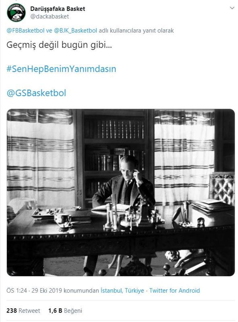 Beşiktaş, Fenerbahçe, Galatasaray, Darüşşafaka ve Anadolu Efes'ten alkış alan paylaşım