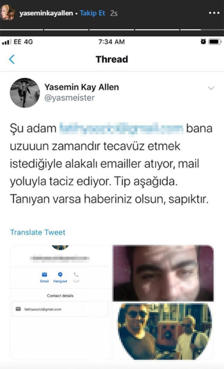 Ünlü oyuncu Yasemin Allen sapığı ifşa etti: Bana tecavüz etmek istiyor